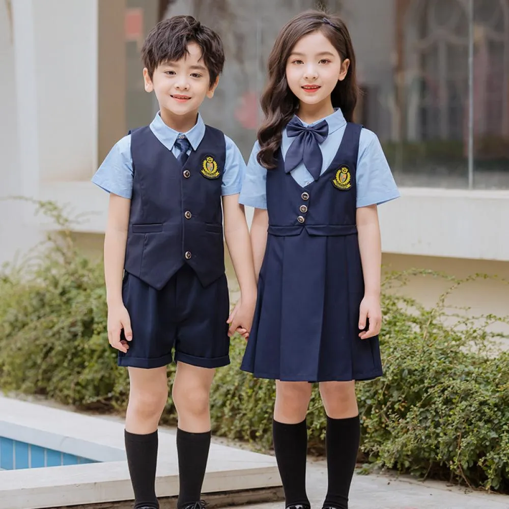 Boys Girls School Uniform Summer England Style Set Wholesale Boys Clothing Suppliers