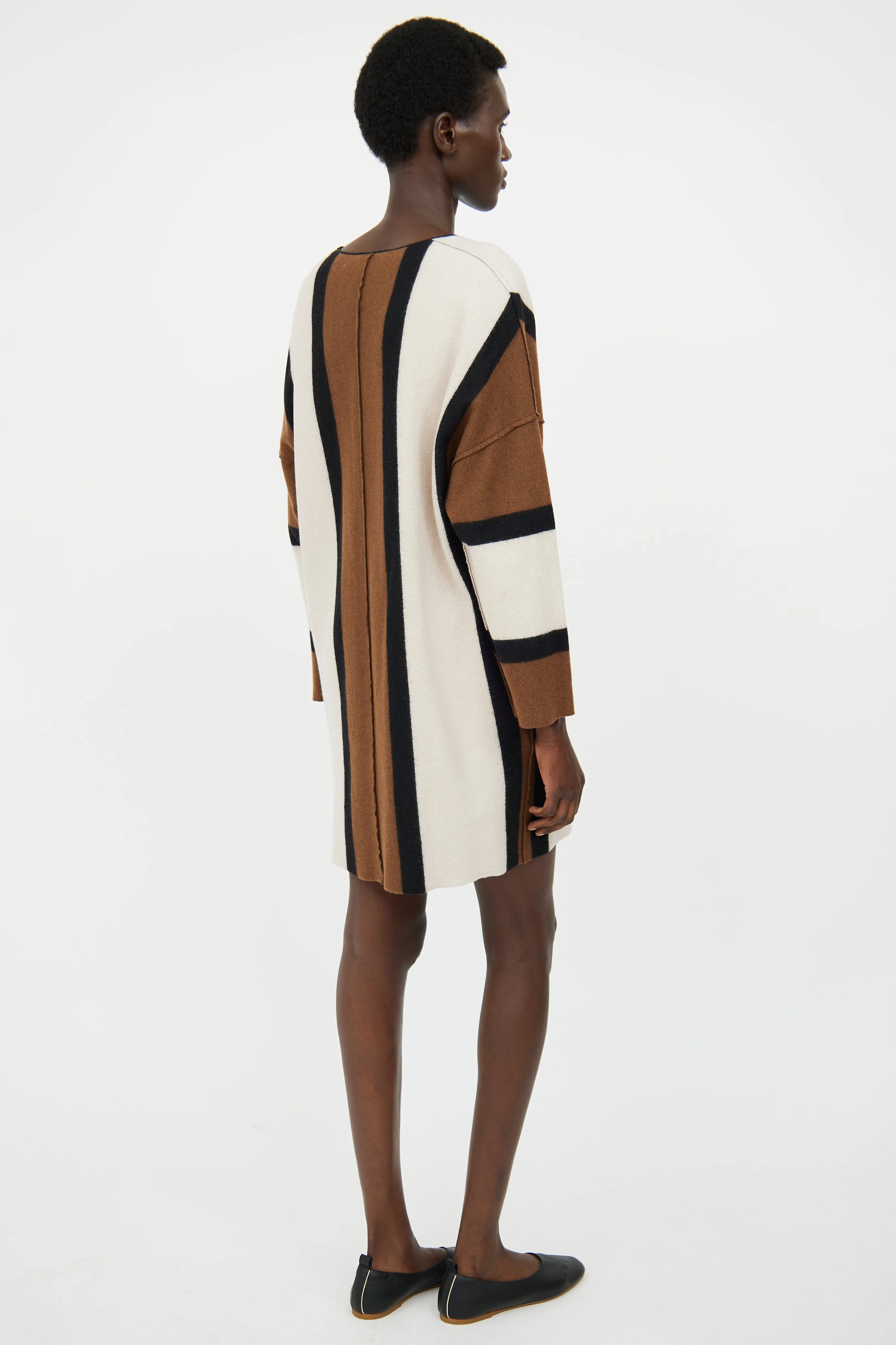 Brown & Beige Wool Blend Dress