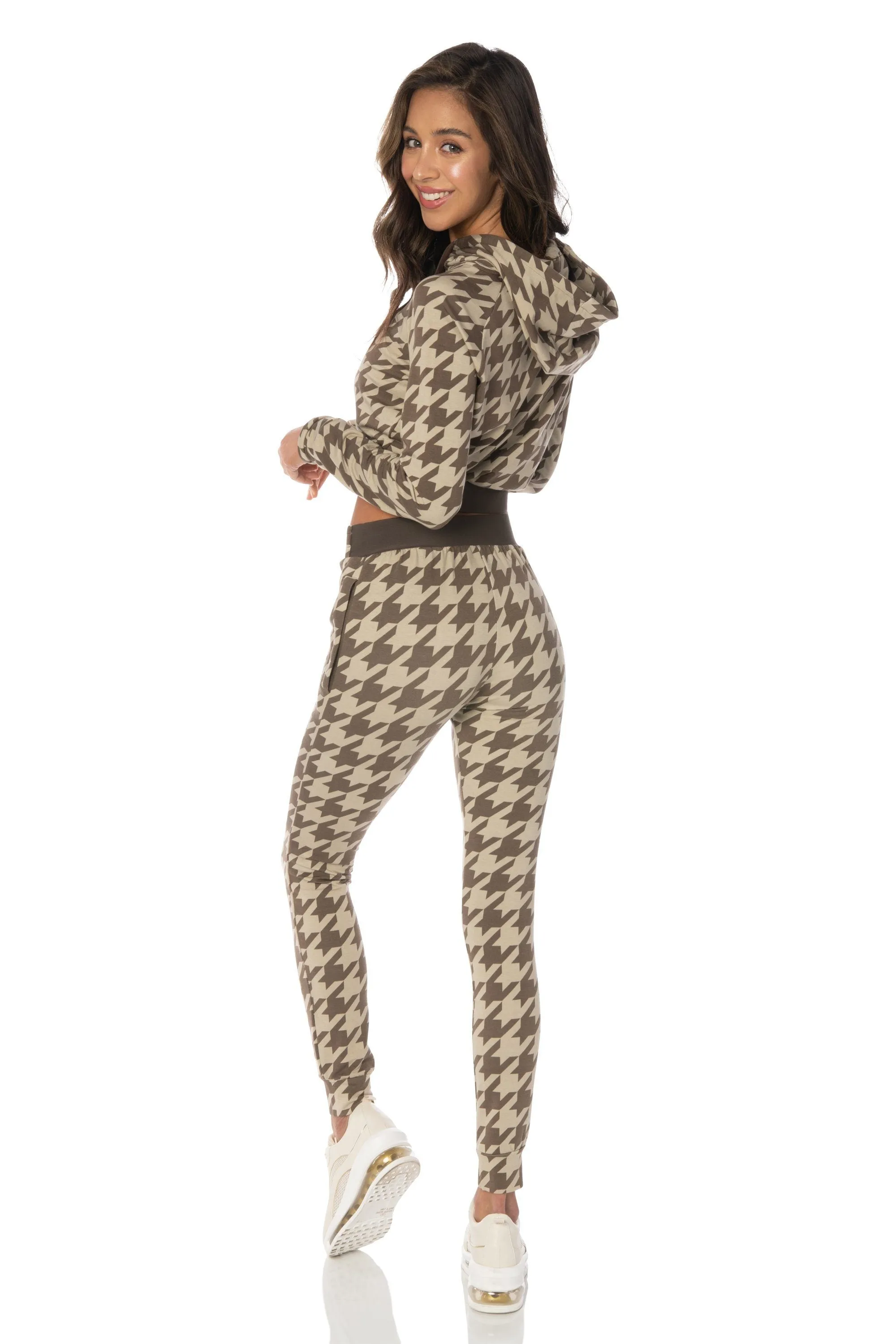 Brown Houndstooth Pullover Hoodie - Hypeach Lounge