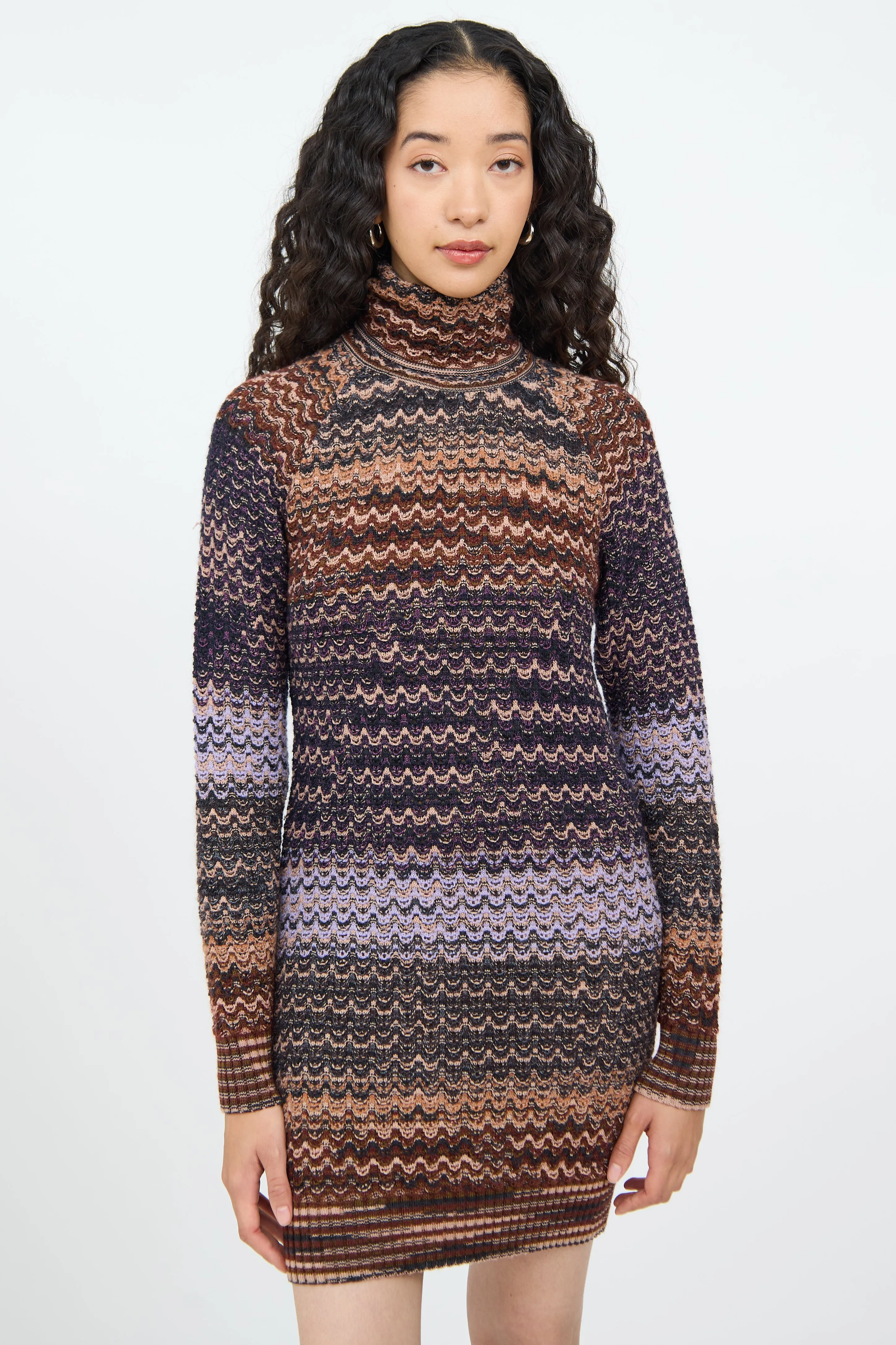 Brown Multi Colour Knit Dress