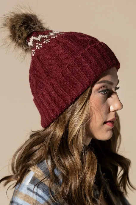 Burgundy Pom Beanie