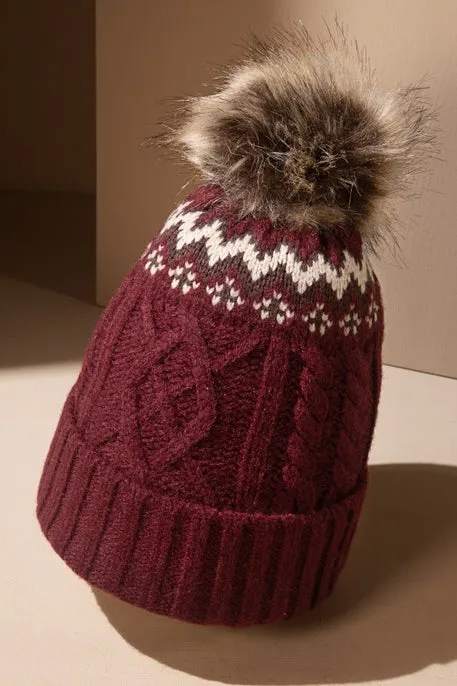 Burgundy Pom Beanie