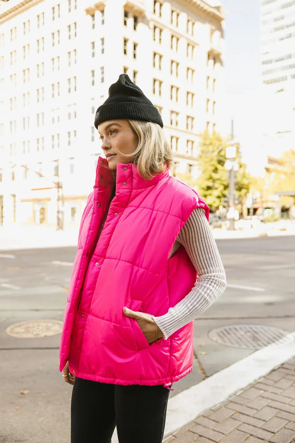 Caelan Puffer Vest in Pink - FINAL SALE