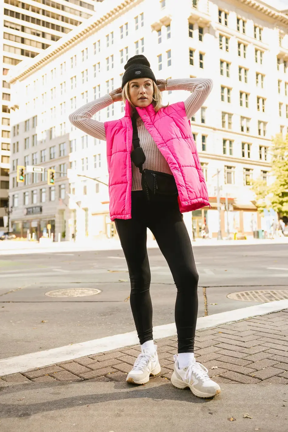 Caelan Puffer Vest in Pink - FINAL SALE