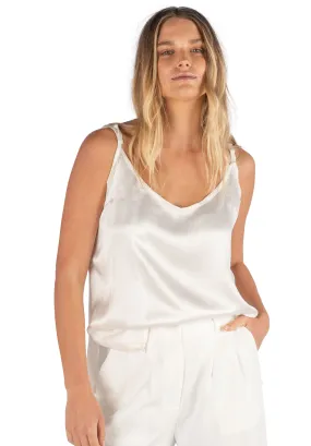 Cami-Silk White 100% Satin Silk Camisole