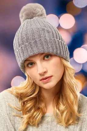 Chateau Chenille Beanie in White, Pink or Gray