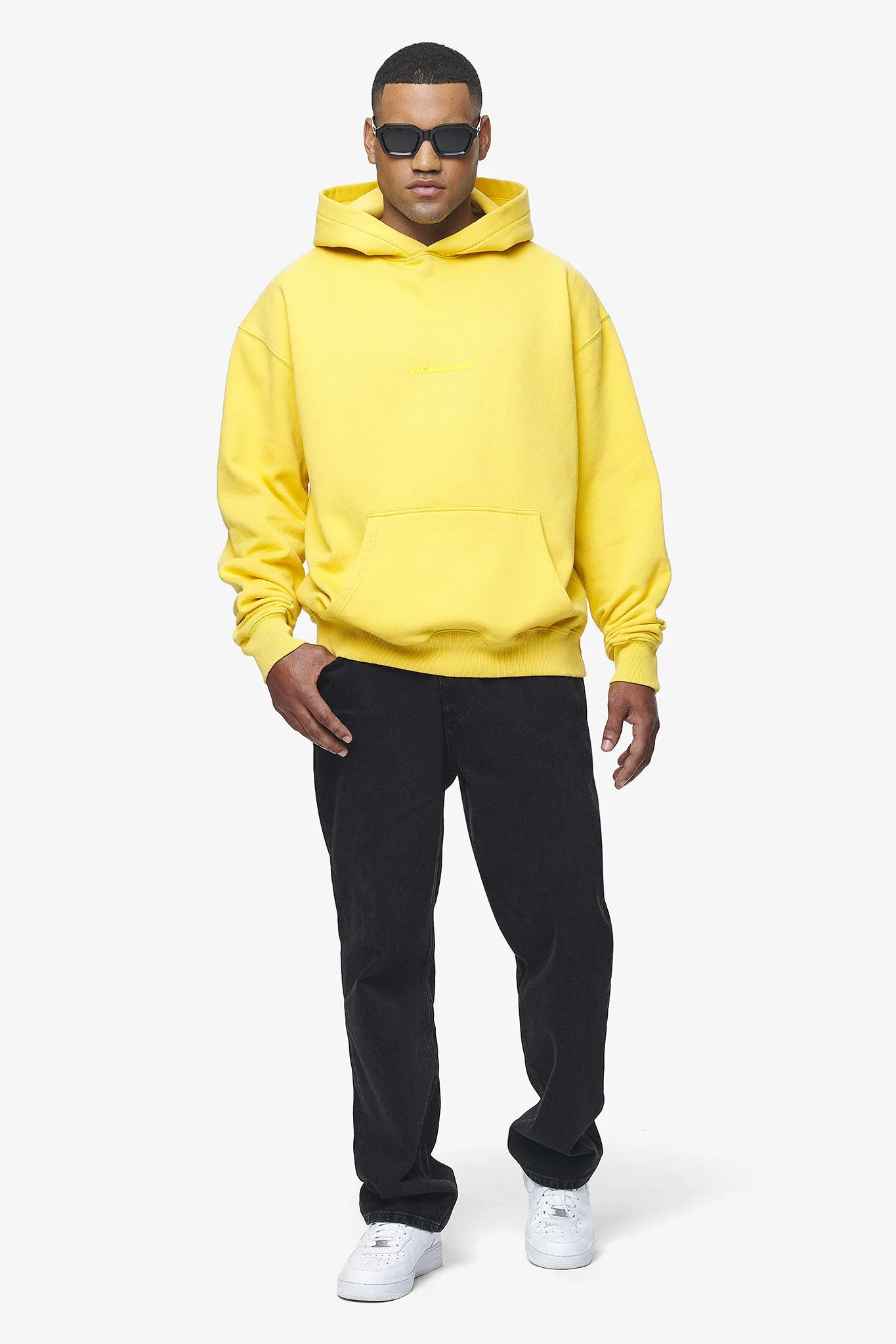 Colne Logo Oversized Hoodie Vintage Washed Solar Yellow Gum