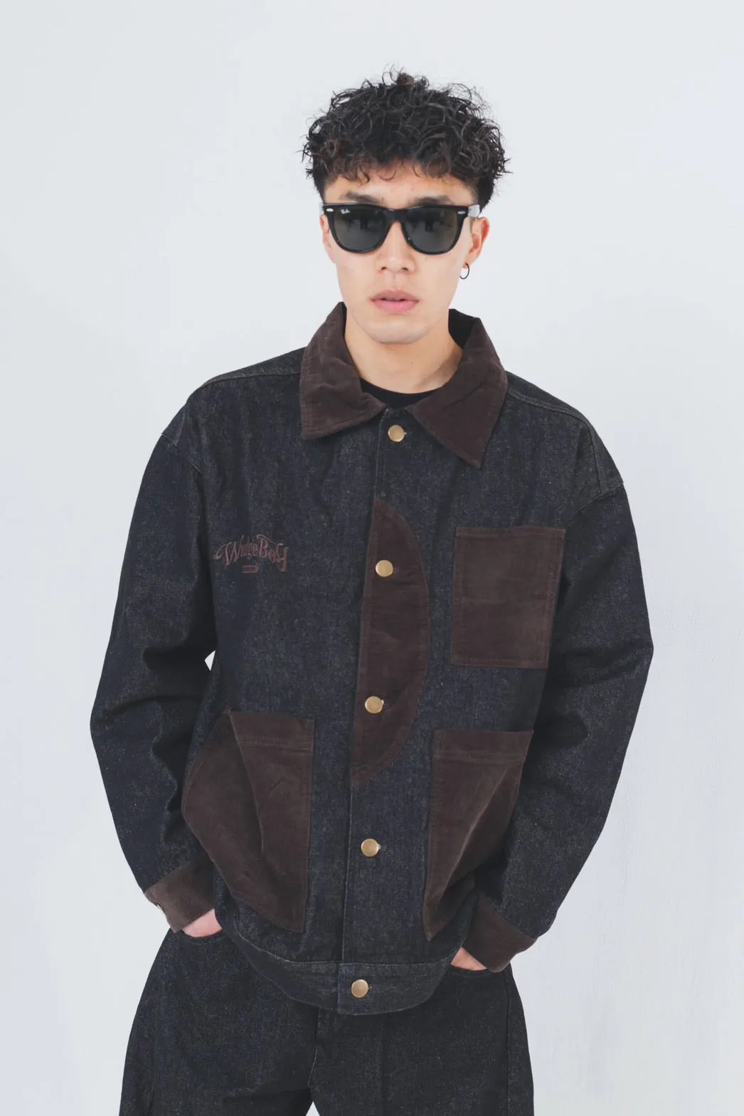 corduroy patch denim jacket