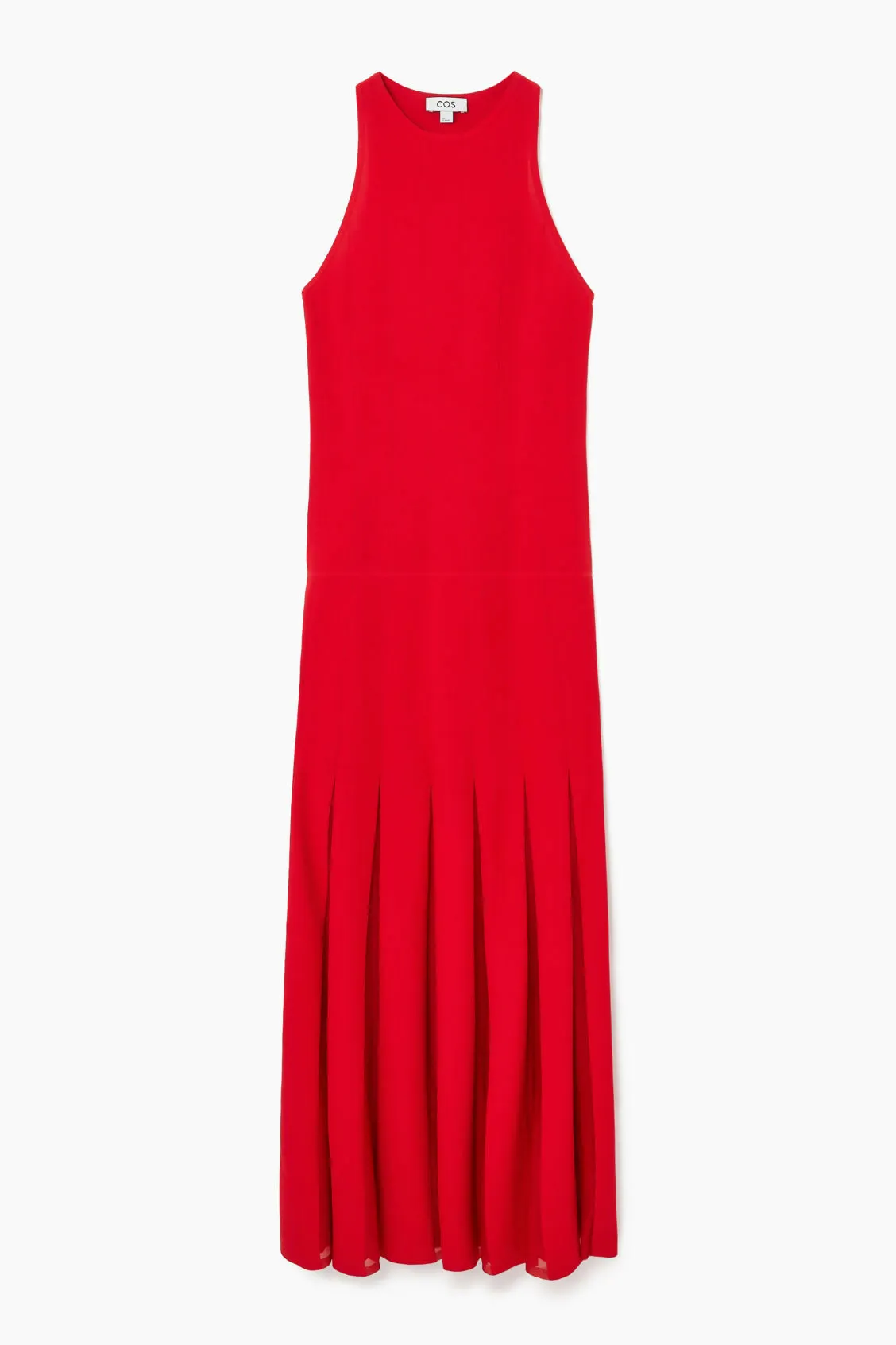 Cos Pleated Racer Neck Maxi Dress Medium (Fits Size 10)