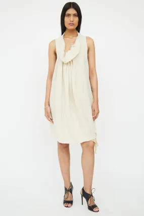 Cream Boiled Wool Drape Dress