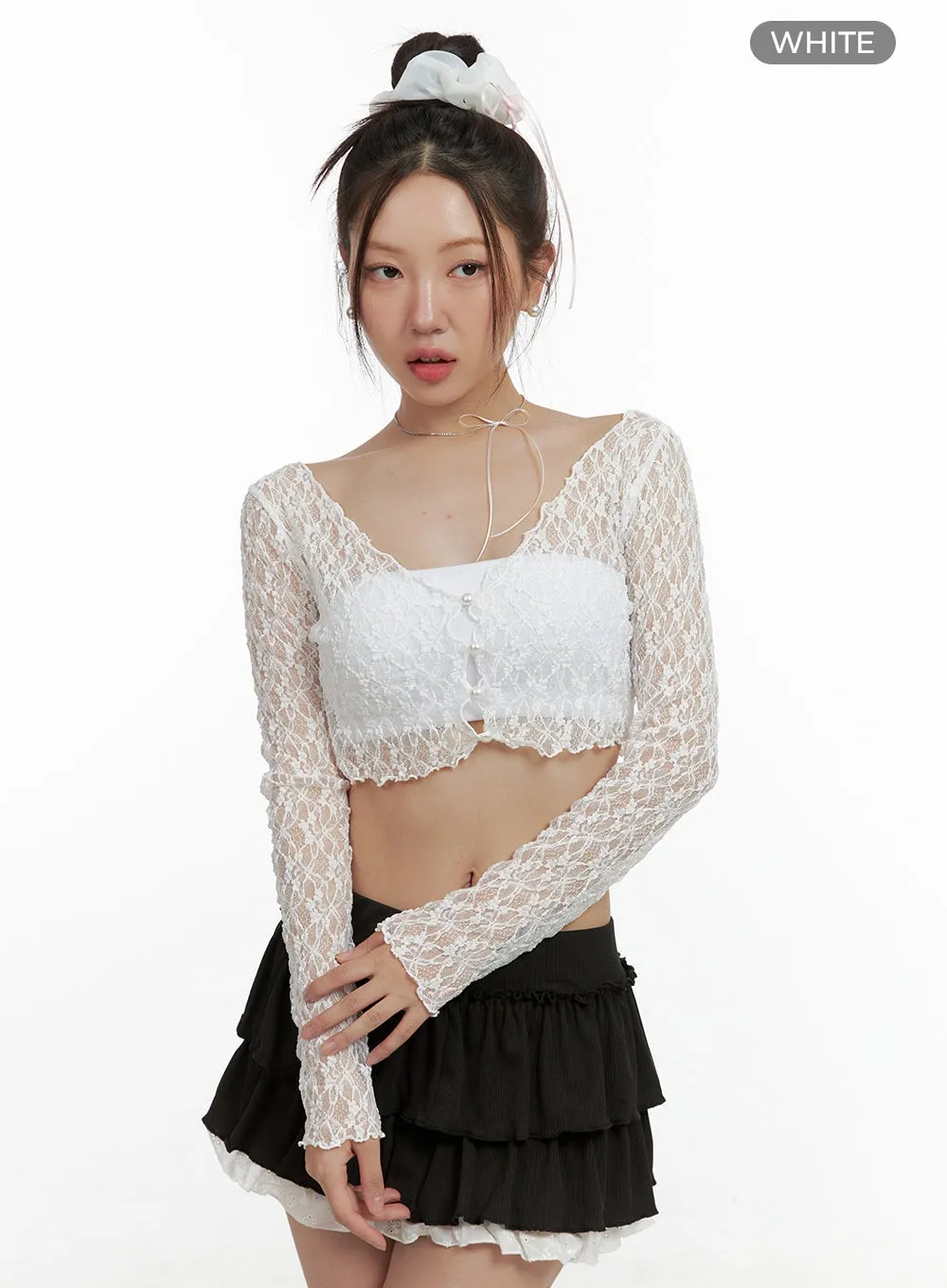 Crop See-Through Cardigan OL402