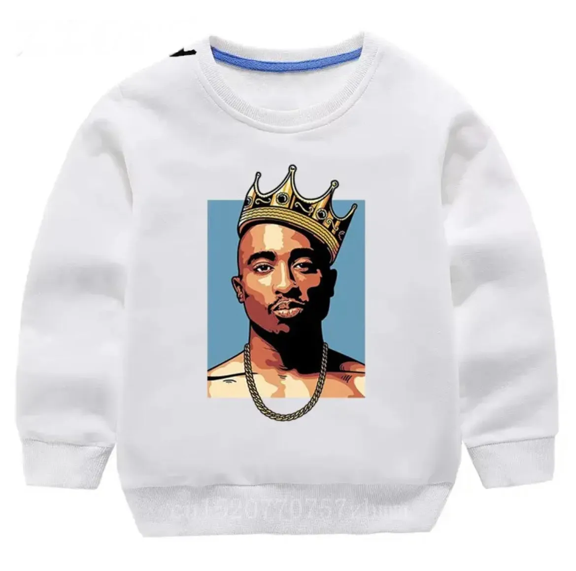 Crowned Tupac Crewneck Sweater - Kids Homie Rapper Jumper