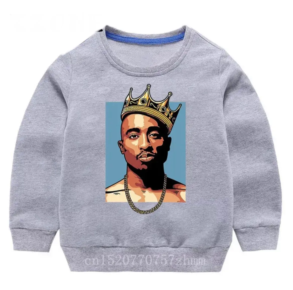 Crowned Tupac Crewneck Sweater - Kids Homie Rapper Jumper