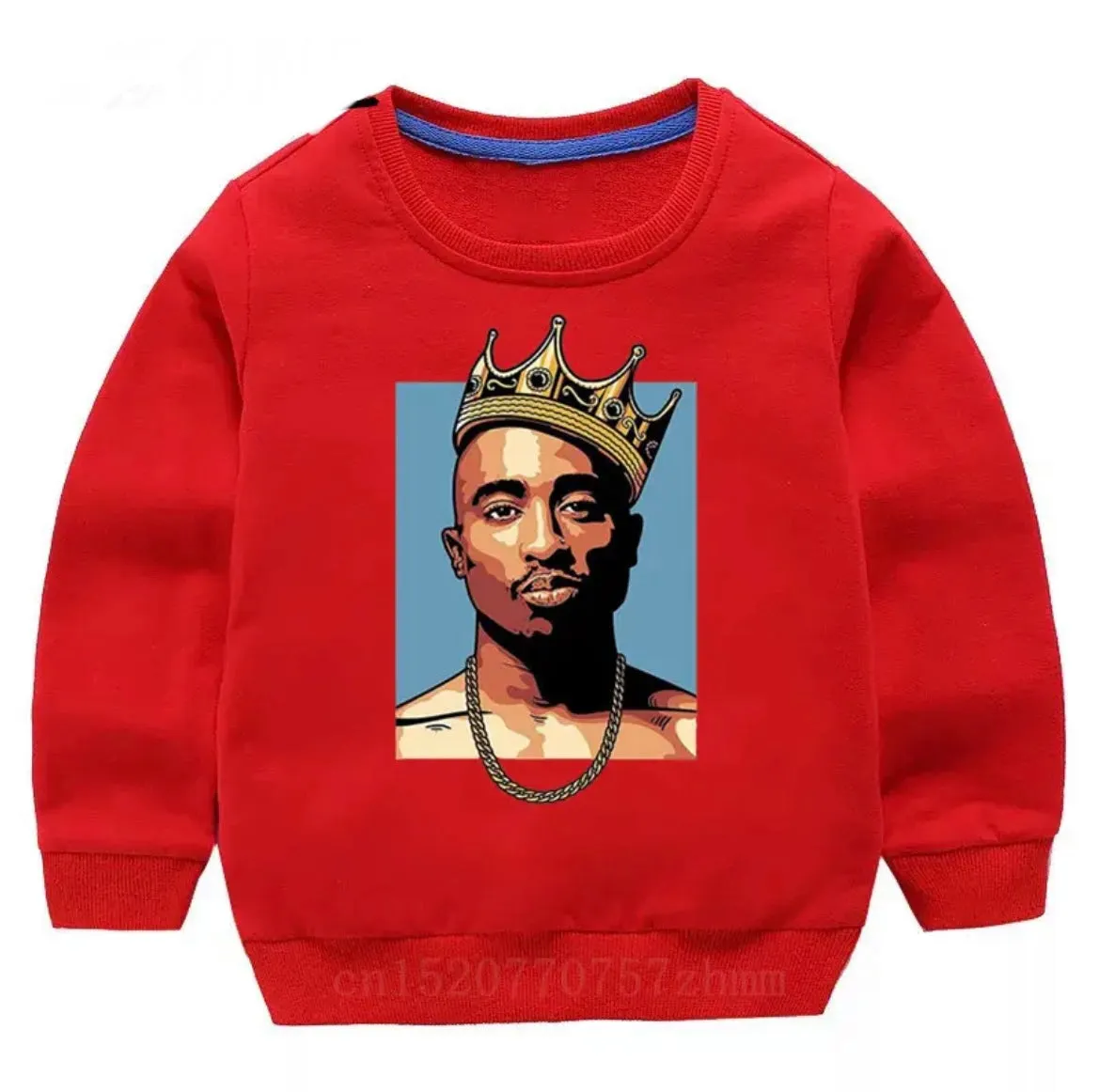 Crowned Tupac Crewneck Sweater - Kids Homie Rapper Jumper