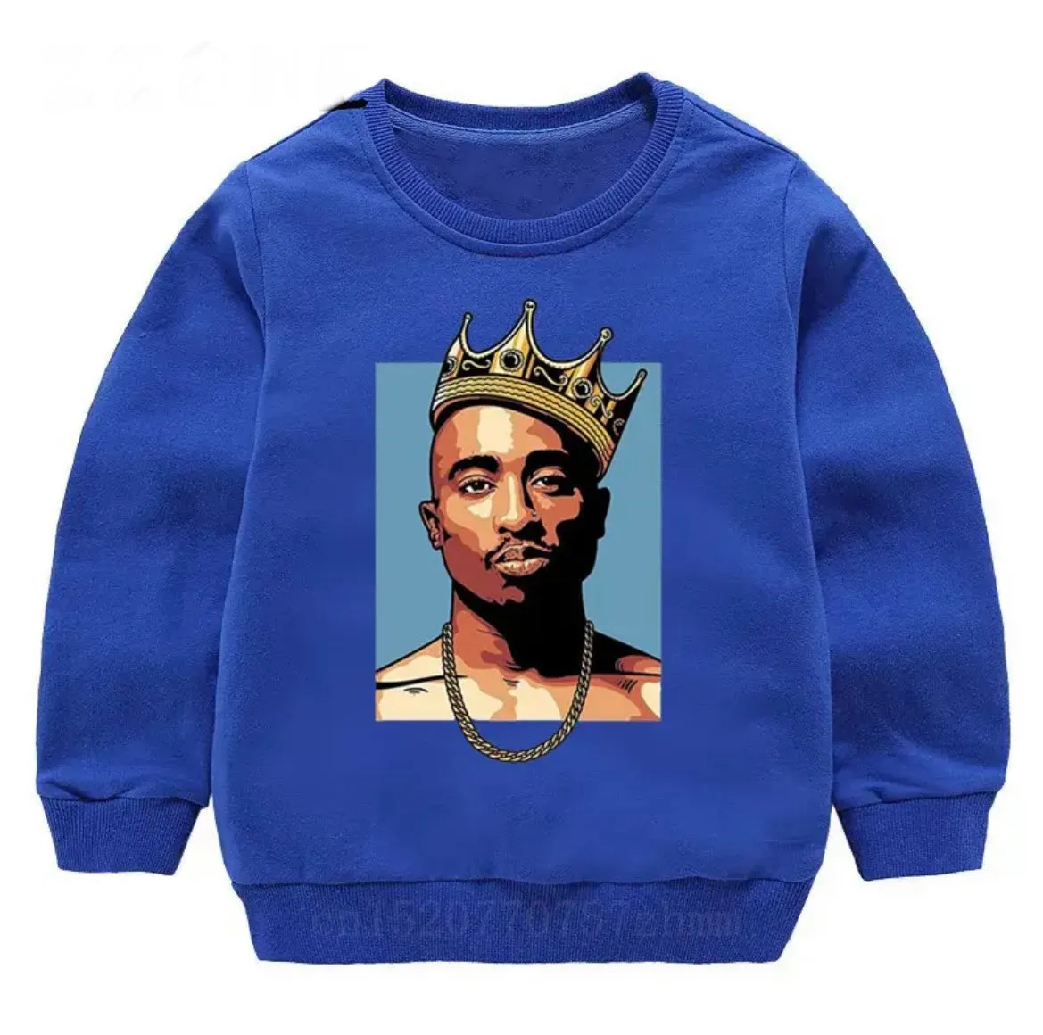 Crowned Tupac Crewneck Sweater - Kids Homie Rapper Jumper