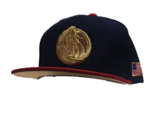 Dallas Mavericks Mitchell & Ness Navy Red & Gold Structured Flat Bill Hat Cap