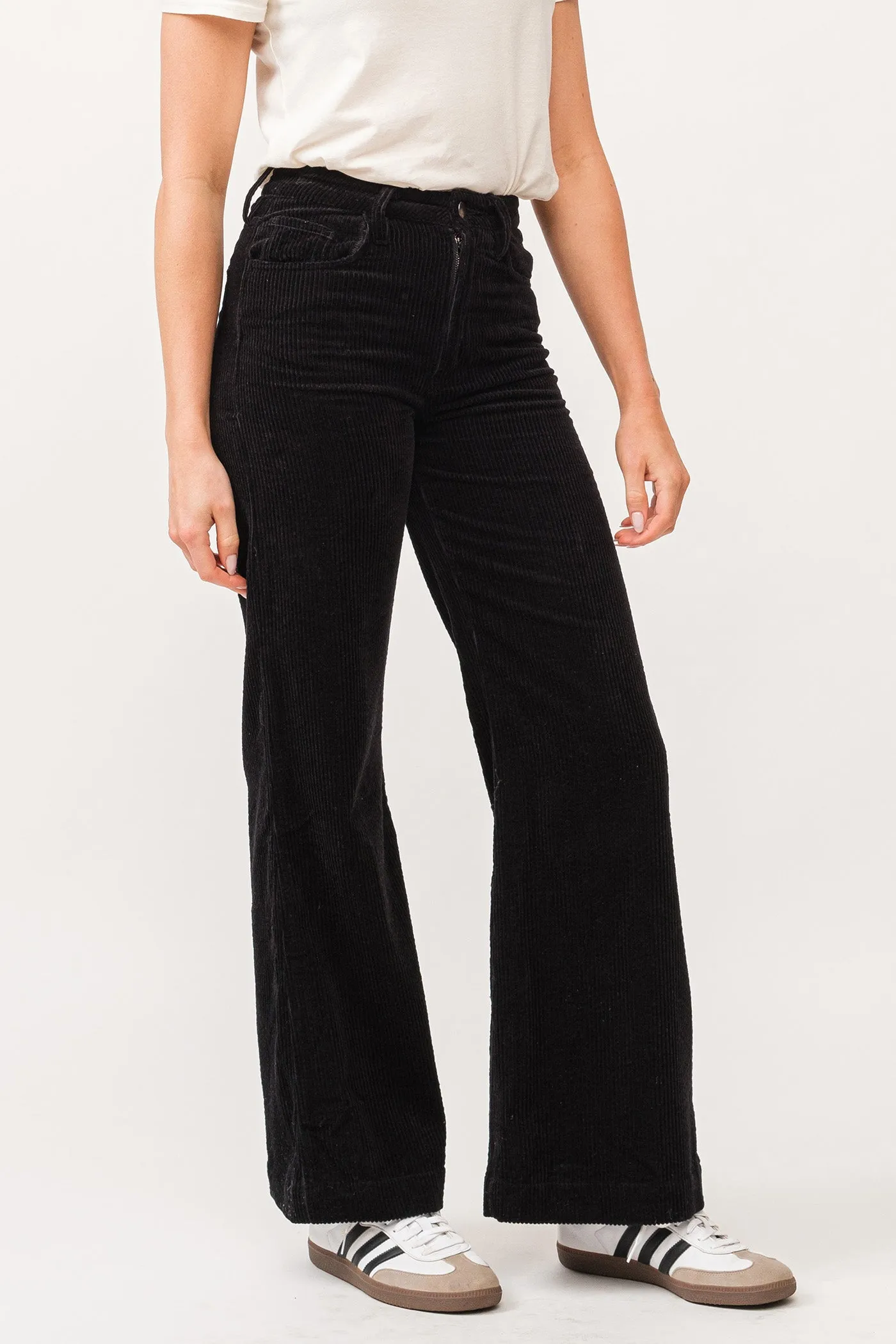 Dear John Fiona High Rise Wide Leg Jean in Black Corduroy