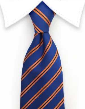 Denim Blue & Orange Striped Necktie