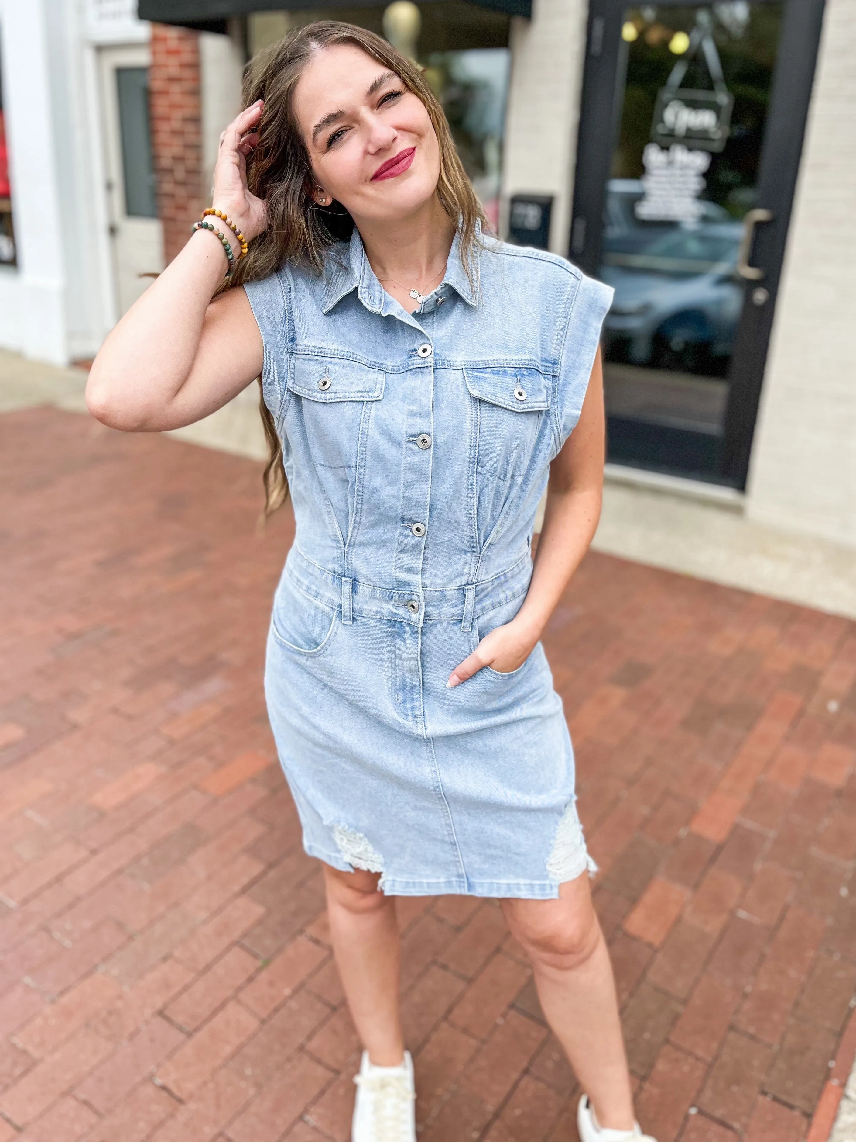 Distressed Denim Dress