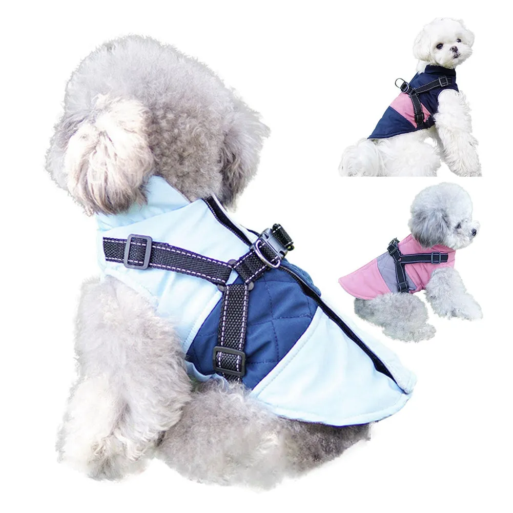 Dog Chest Back Vest Plus Velvet Thickened Reflective Traction