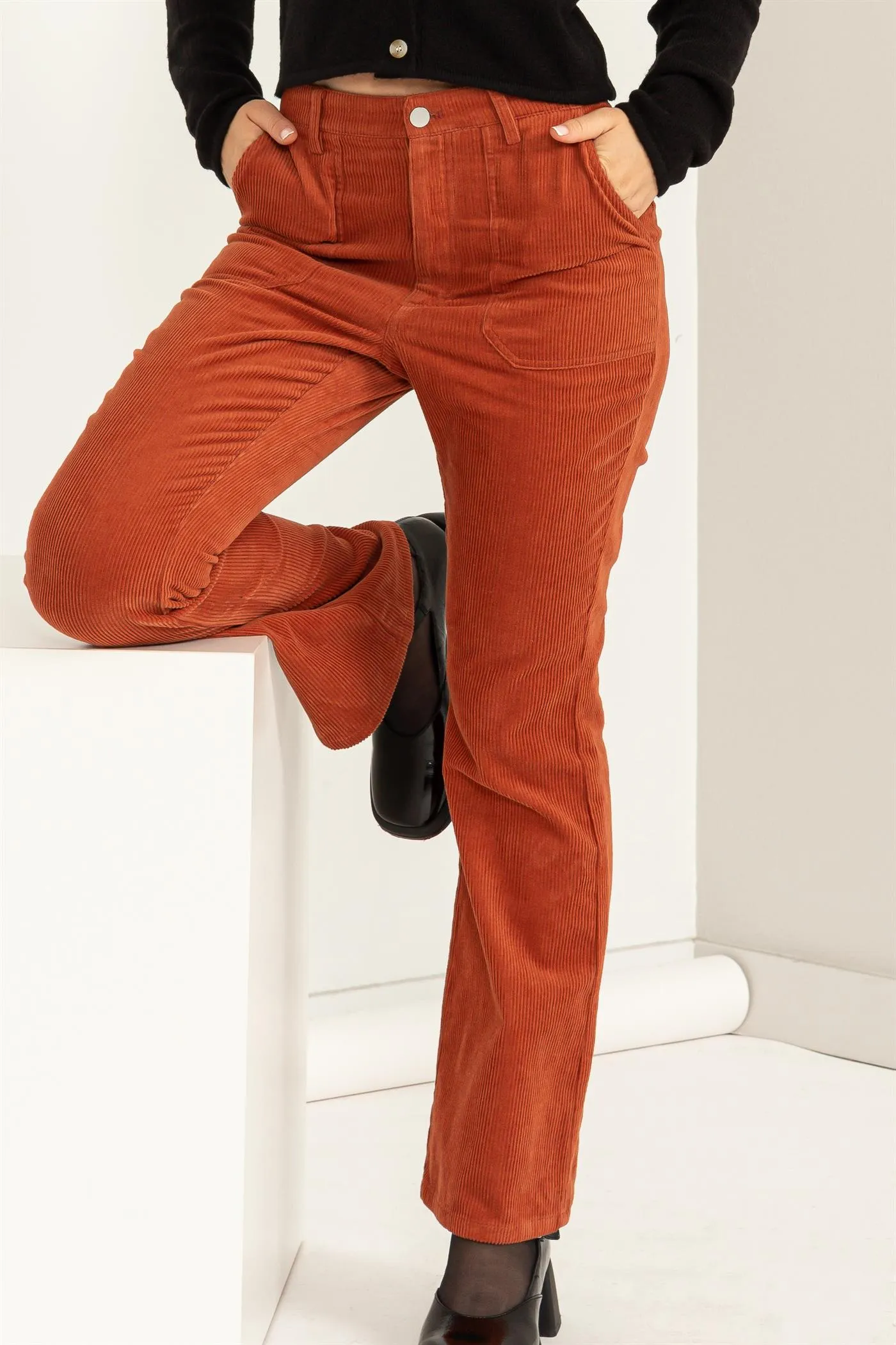 DZ23G482-Corduroy Flare Pants