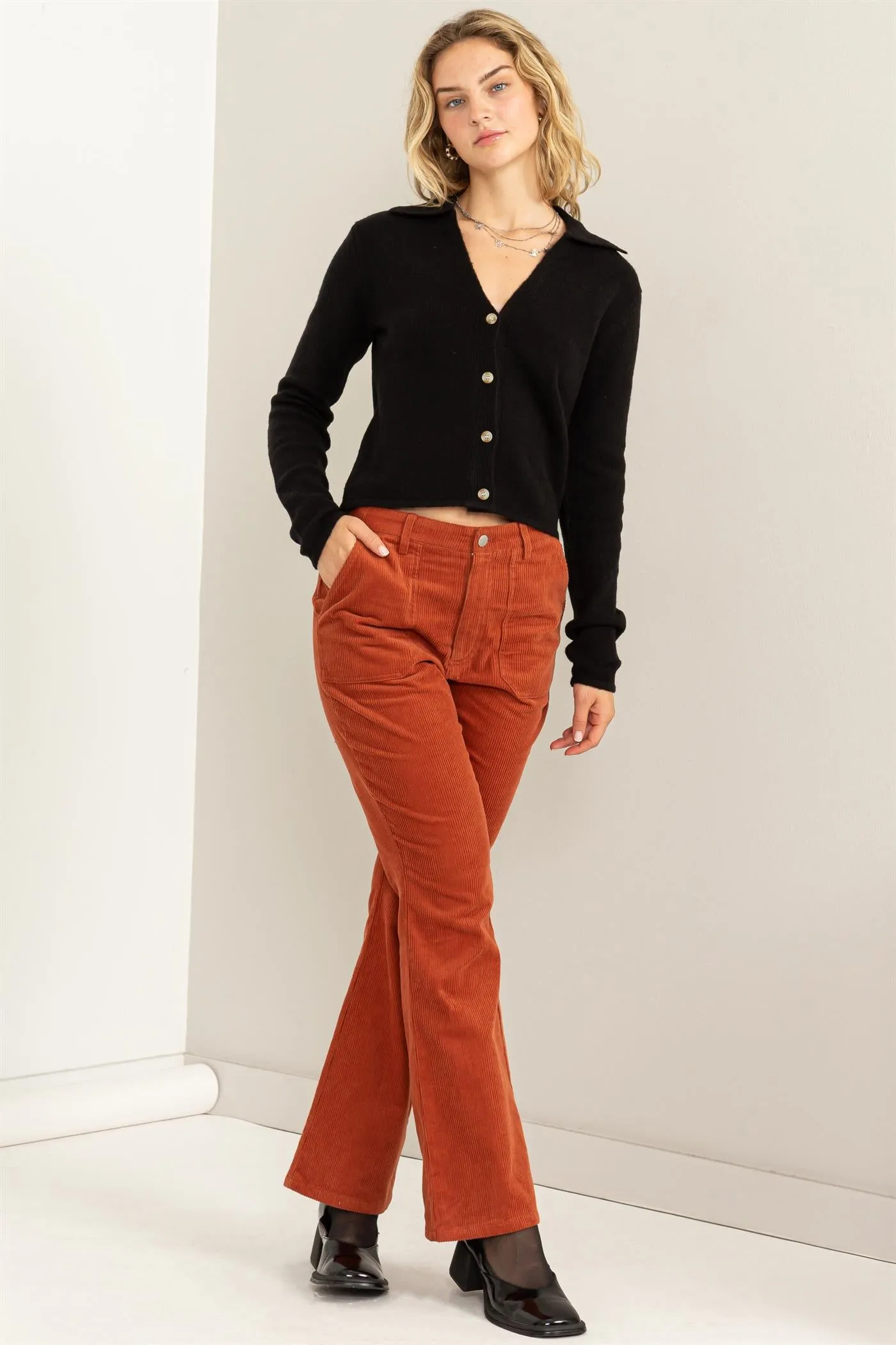 DZ23G482-Corduroy Flare Pants