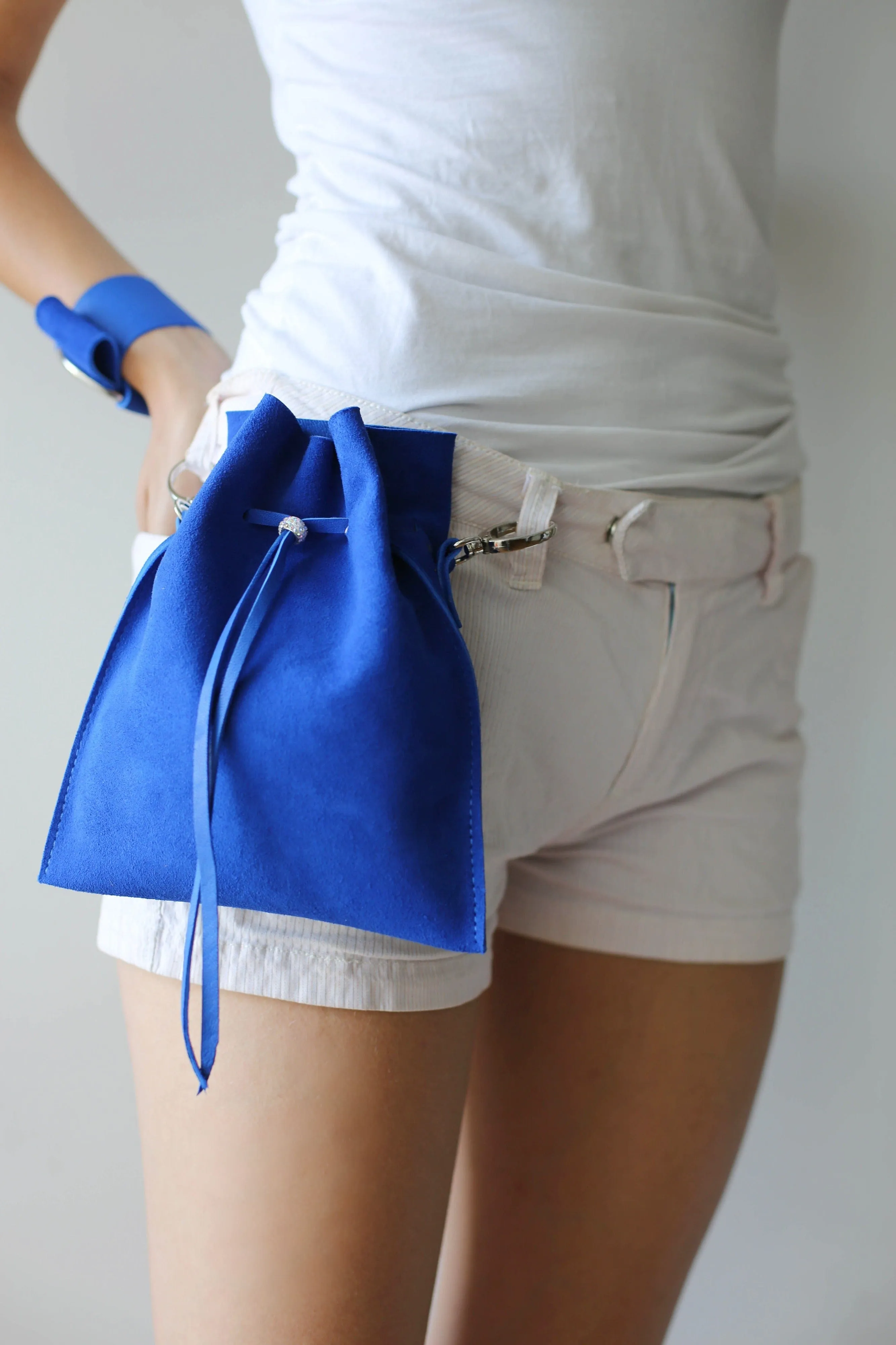 Electric Blue Suede Pouch Bag