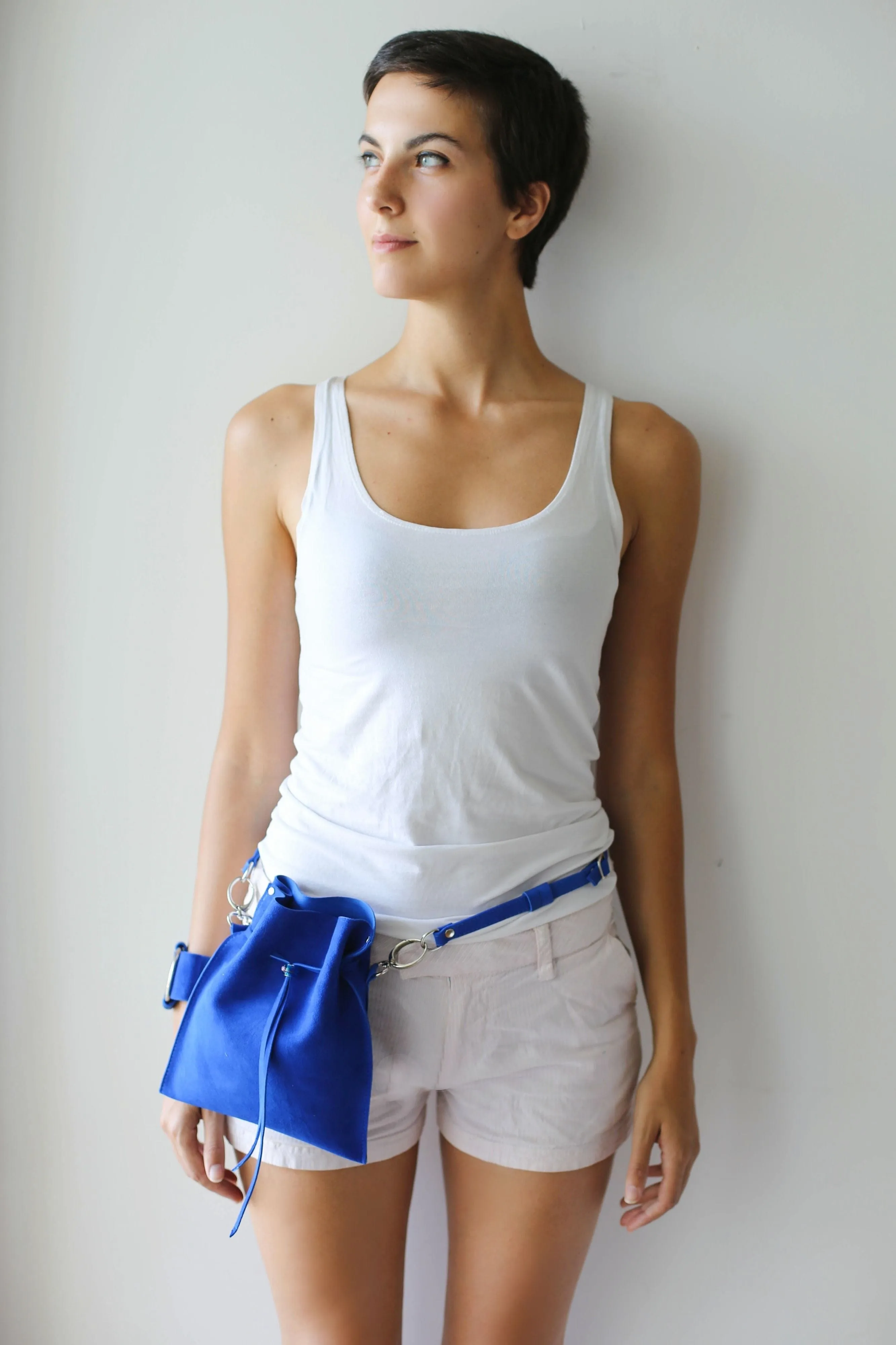 Electric Blue Suede Pouch Bag