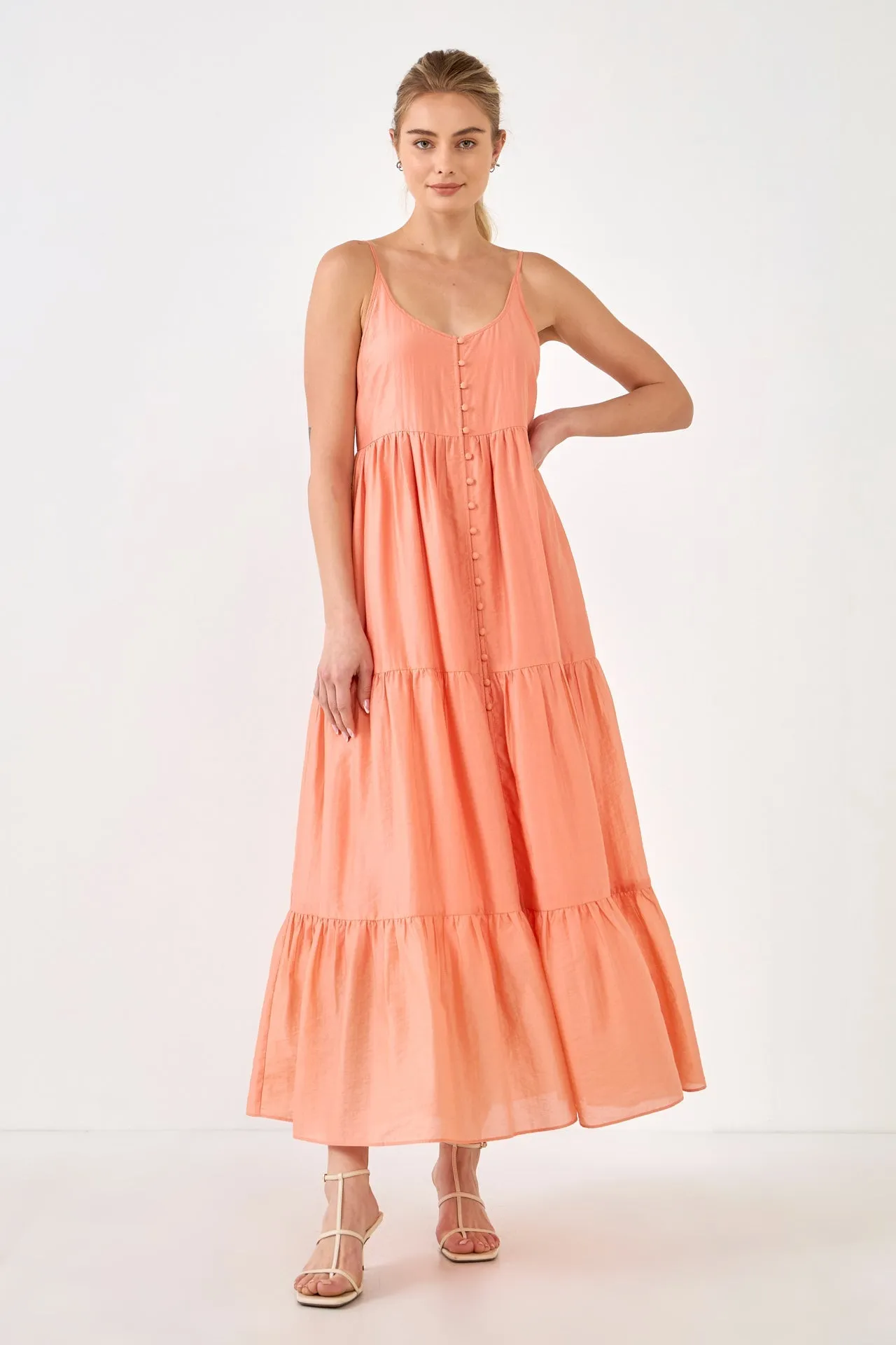 Endless Rose - Button Detail Tiered Maxi Dress