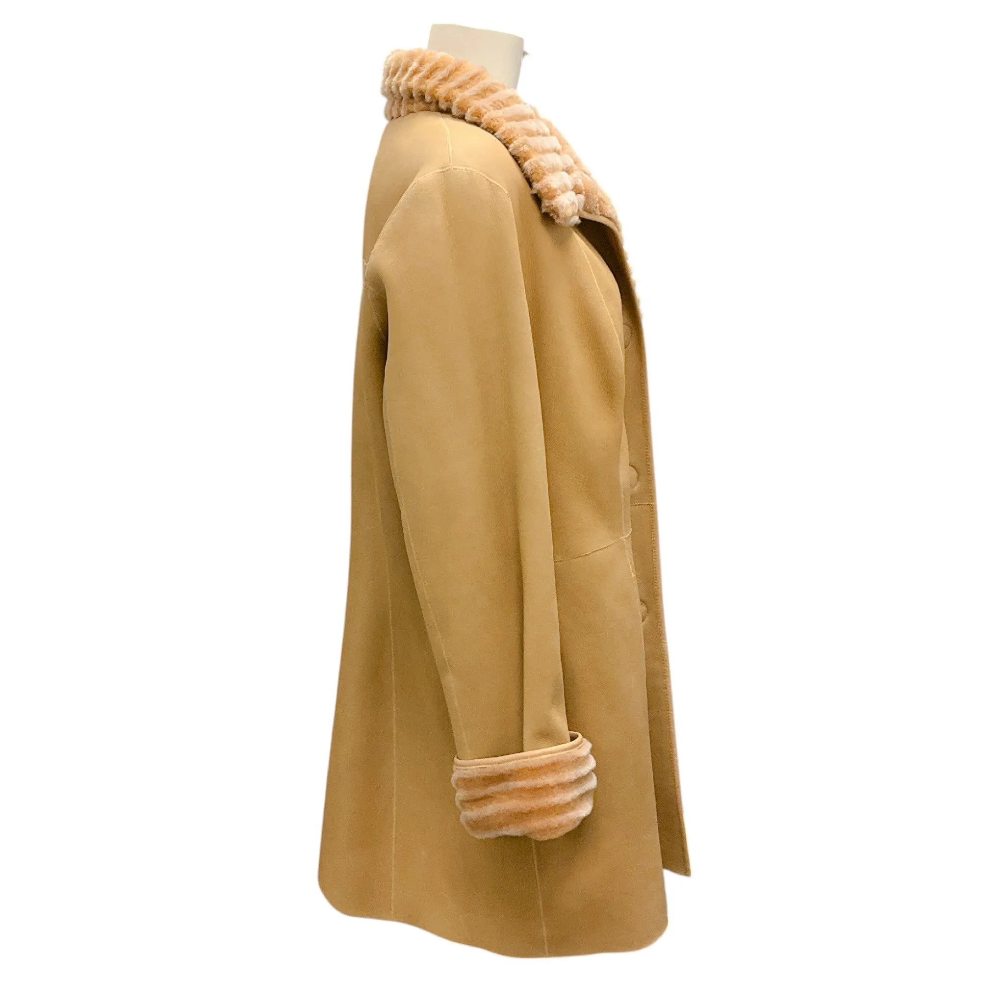 Escada Camel Ladonna Reversible Lamb Shearling Coat