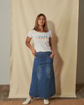 EVELYN Long Denim Skirt - No back split