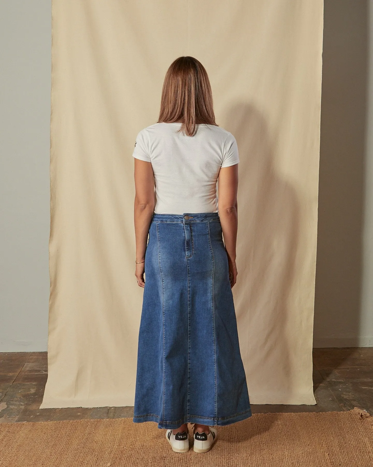 EVELYN Long Denim Skirt - No back split