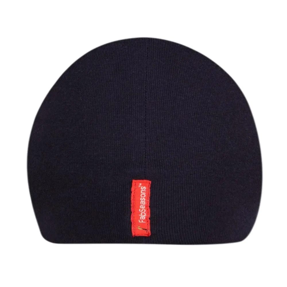 Fabseasons Plain Blue Cotton Winter Skull Cap