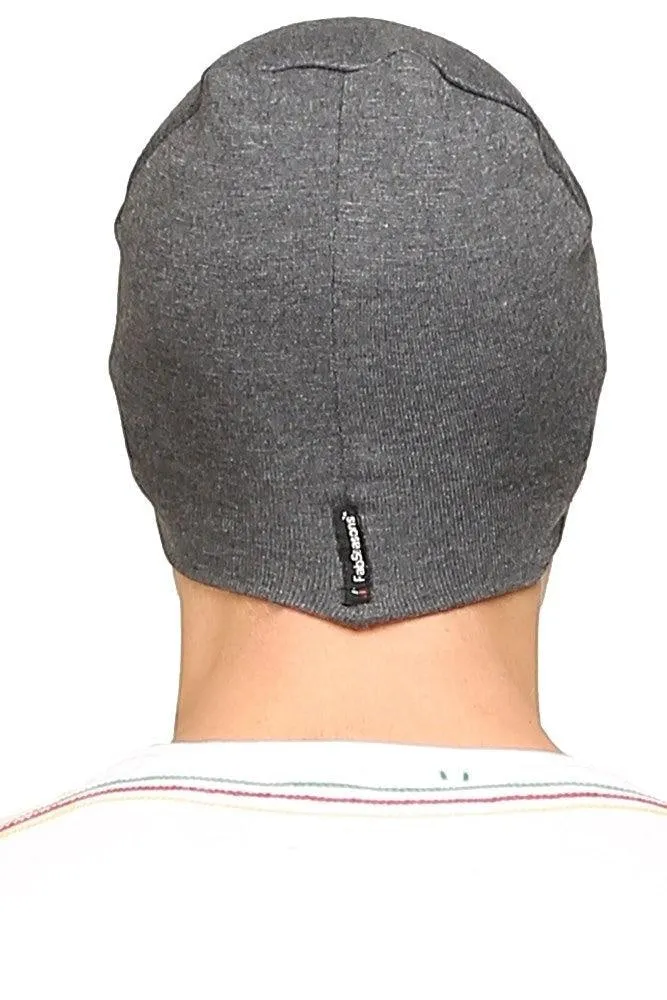 Fabseasons Plain Dark Grey Cotton Winter Skull Cap