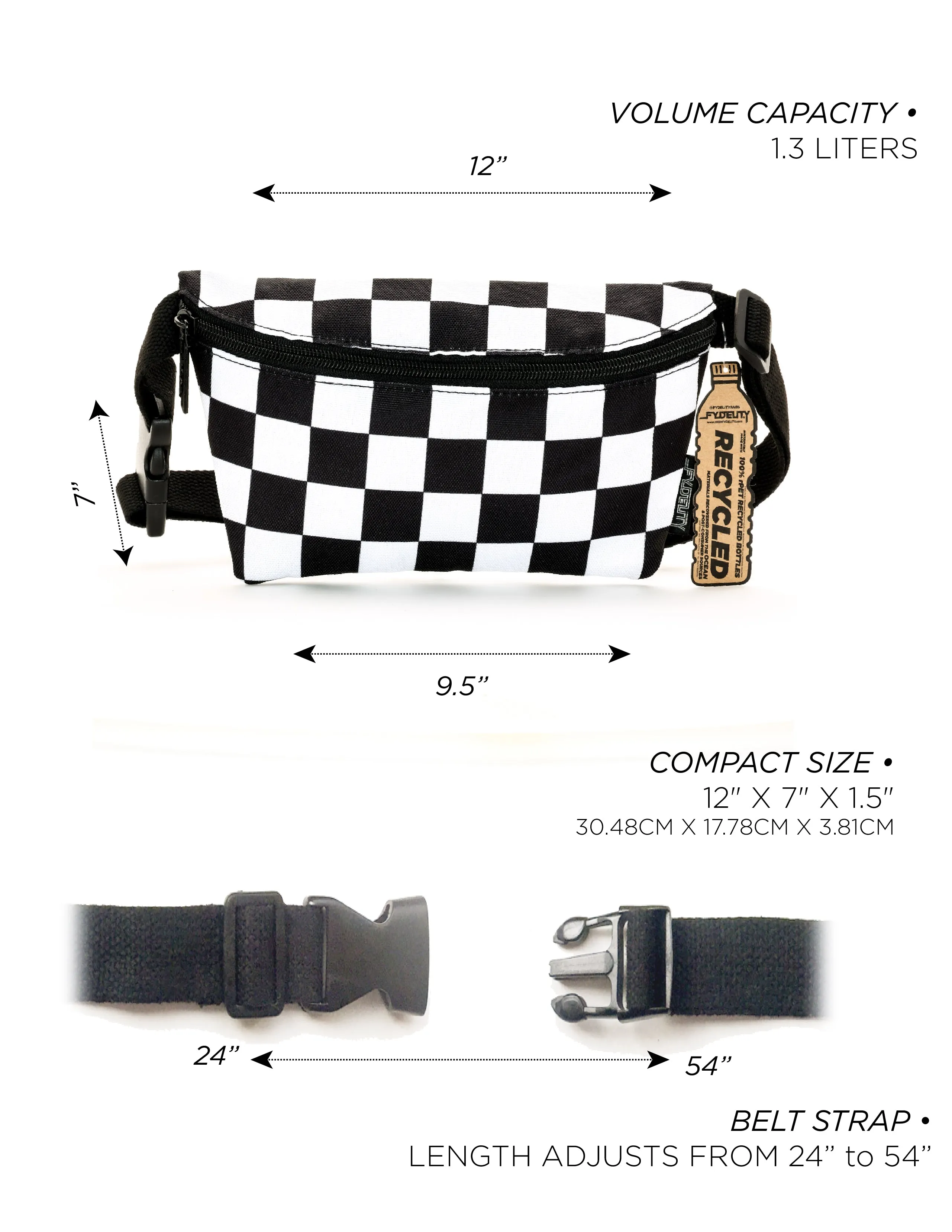 Fanny Pack | Slim | Recycled RPET | XL Checker