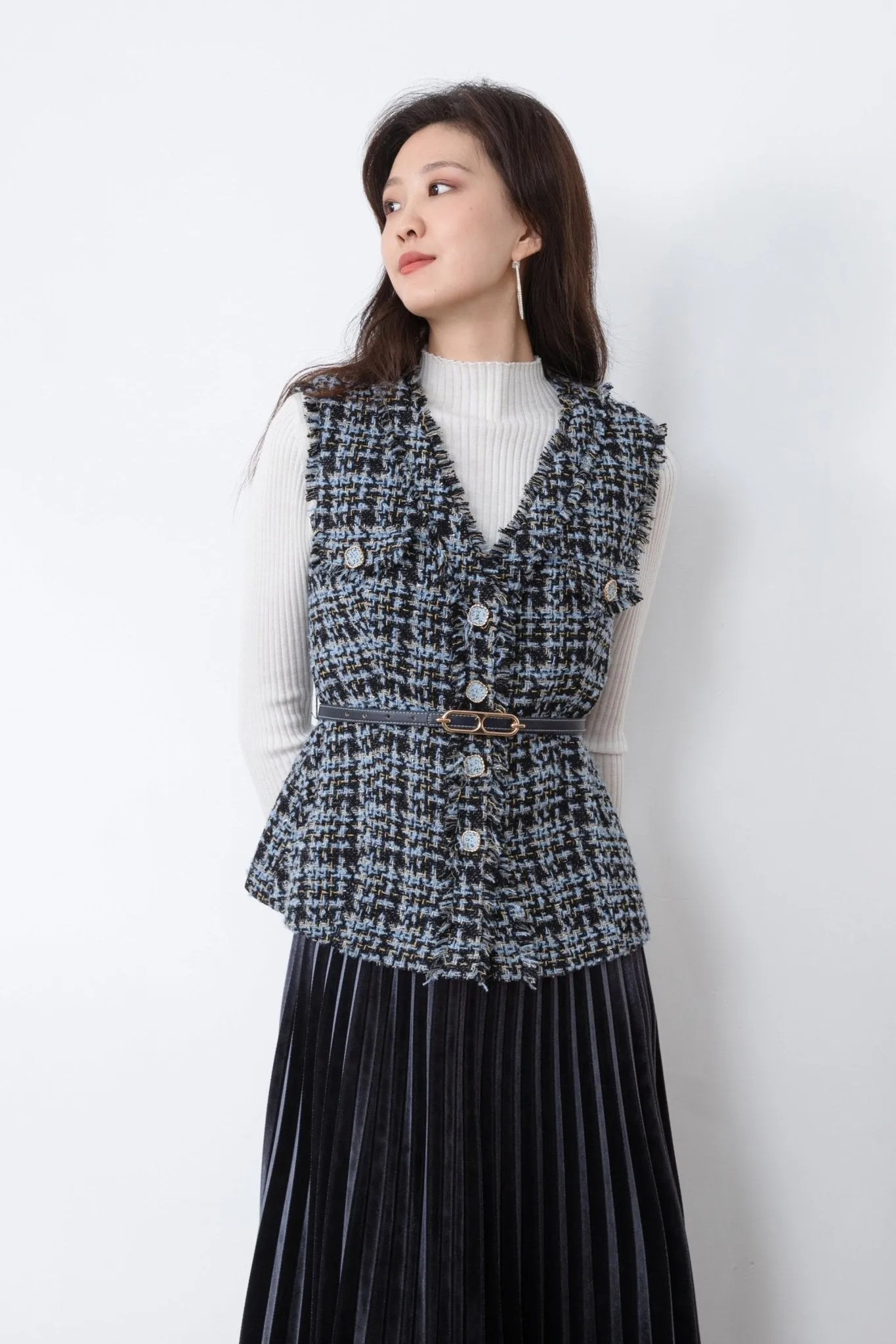 Feather Blue Tweed Vest