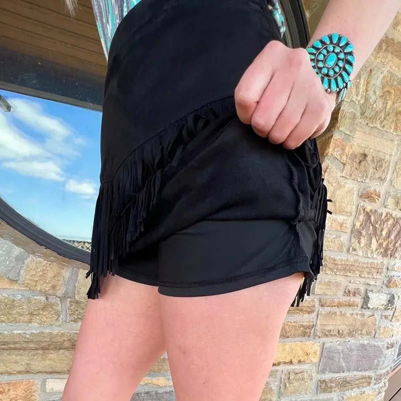 Fort Worth Fringe Skirt Black