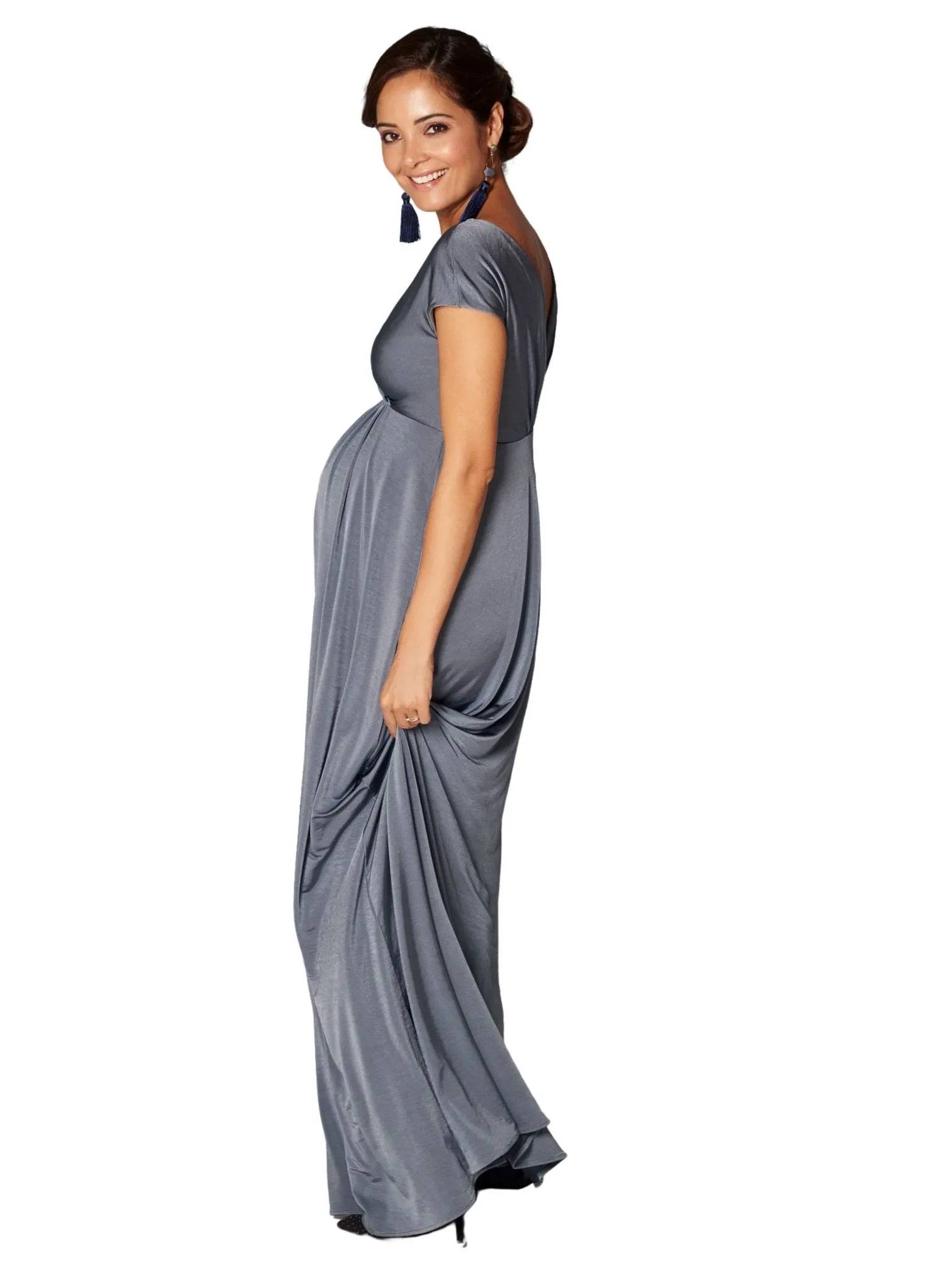 Francesca Maternity Maxi Dress - Steel Blue