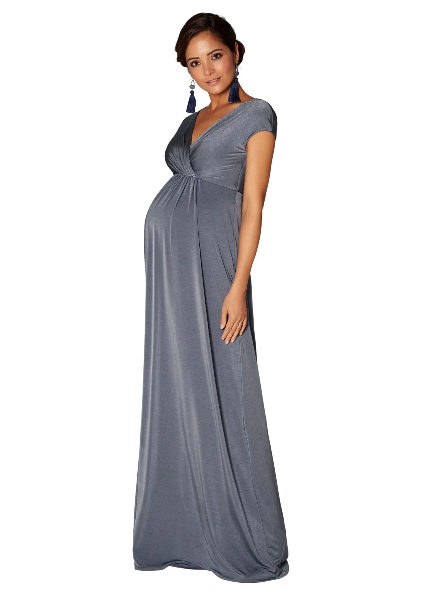 Francesca Maternity Maxi Dress - Steel Blue