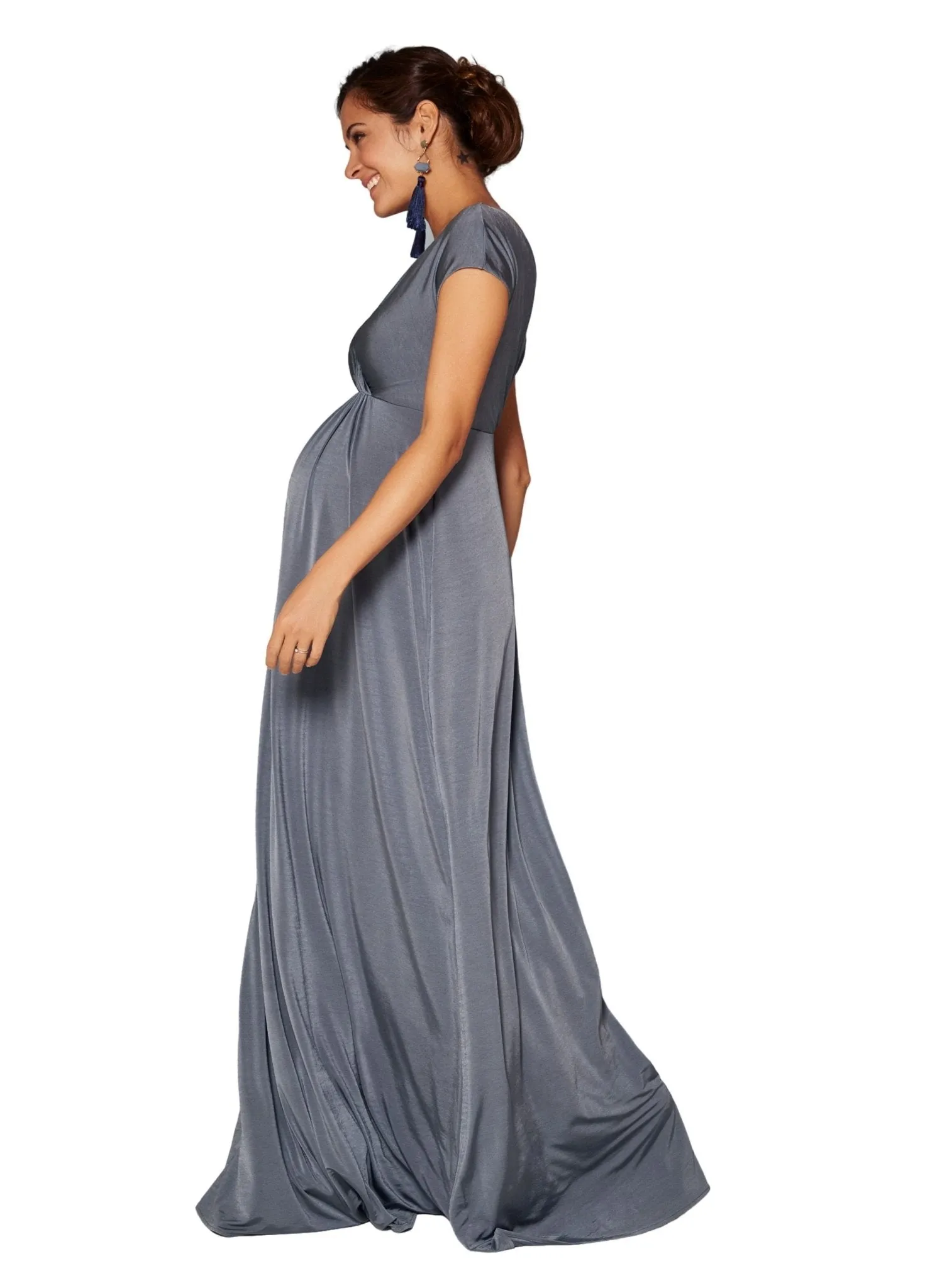 Francesca Maternity Maxi Dress - Steel Blue