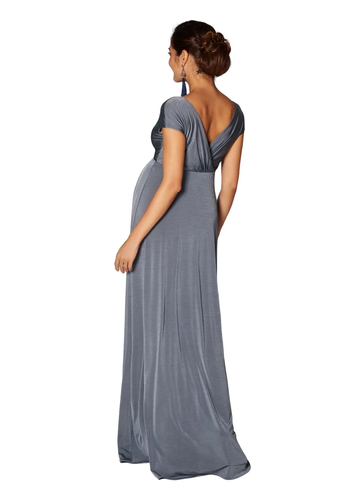 Francesca Maternity Maxi Dress - Steel Blue