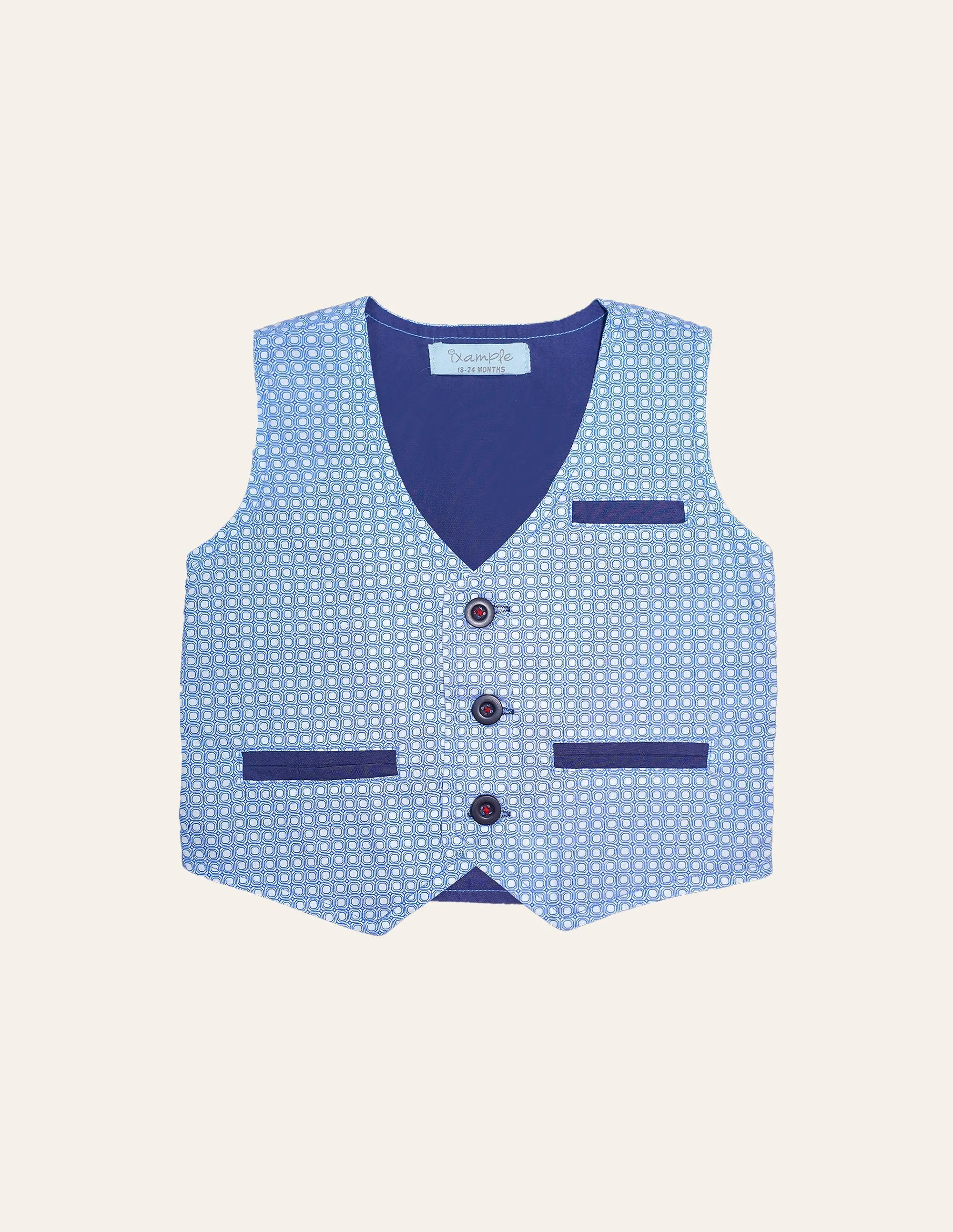 Geometric Blue Suit Vest