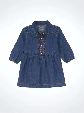 Girl's Baby Wrangler Embroidered Denim Dress