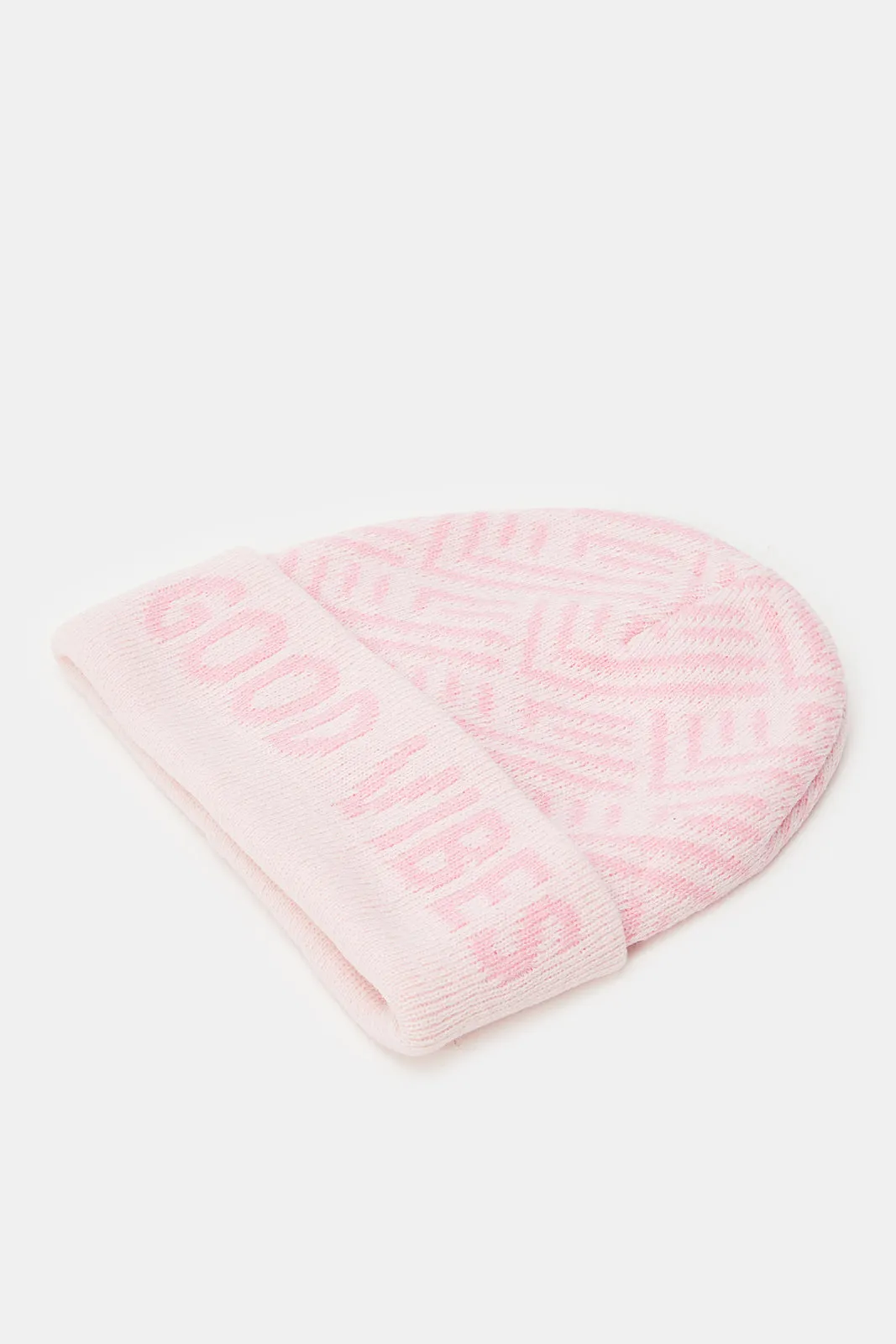 Girls Pink And Grey Knitted Caps (Pack of 3)