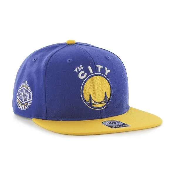 Golden State Warriors 47 Brand Blue Gold Sure Shot Adjustable Snapback Hat Cap