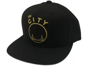 Golden State Warriors Mitchell & Ness Black & Gold Snapback Flat Bill Hat Cap