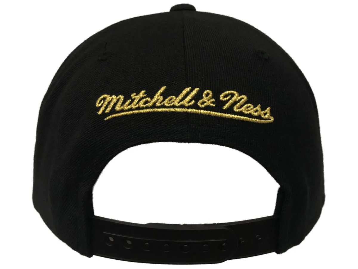 Golden State Warriors Mitchell & Ness Black & Gold Snapback Flat Bill Hat Cap