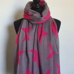 Grey & Fuchsia Star Scarf