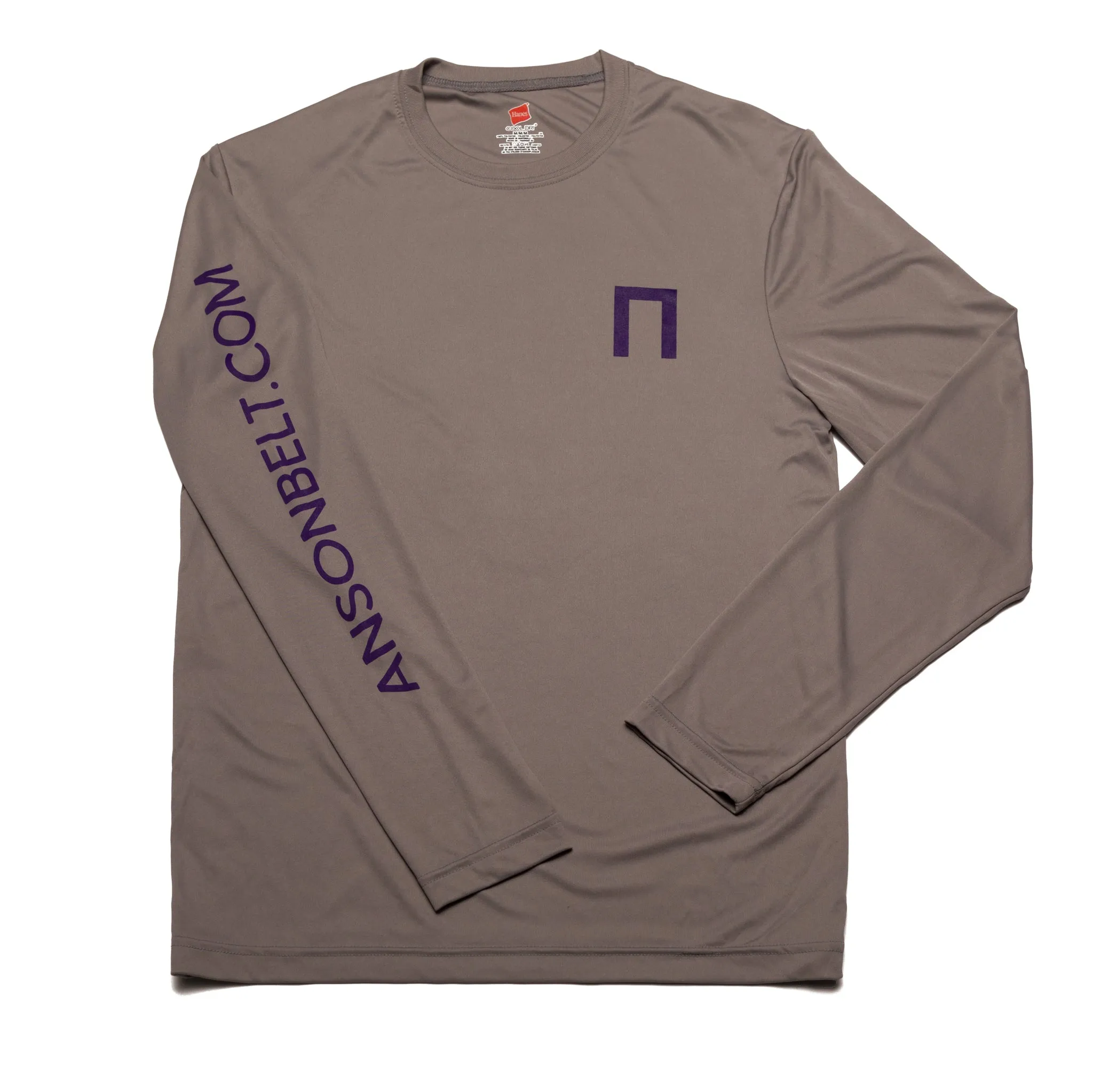 Grey Anson Belt Performance Long Sleeve Tee w/ Hanes Sport™ Men's FreshIQ™ Cool DRI® technology