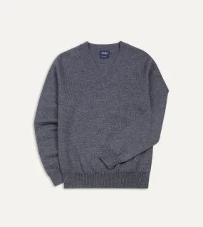 Grey Merino Wool V Neck Jumper